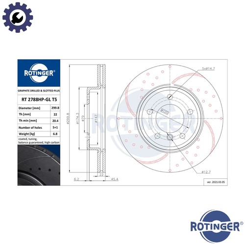 Brake disc 2788hp gl t5 - 2x, rt